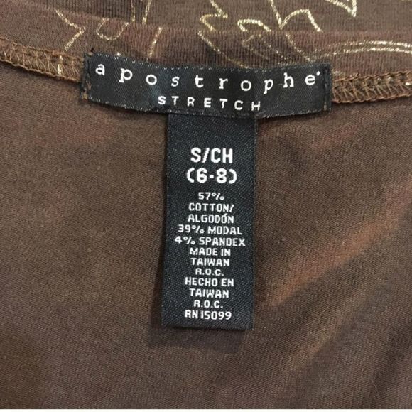 Apostrophe Stretch Brown With Gold Pattern Sleeveless Top - Picture 3 of 3